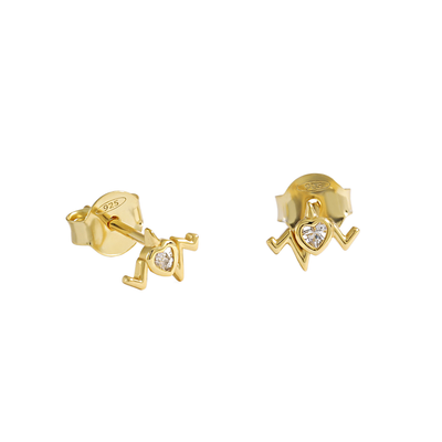 Anniversary White CZ Heart Electrocardiogram 925 Sterling Silver Stud Earrings