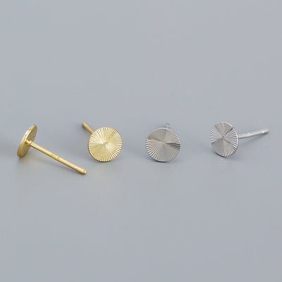 Geometry Round CNC Lathe 925 Sterling Silver Stud Earrings