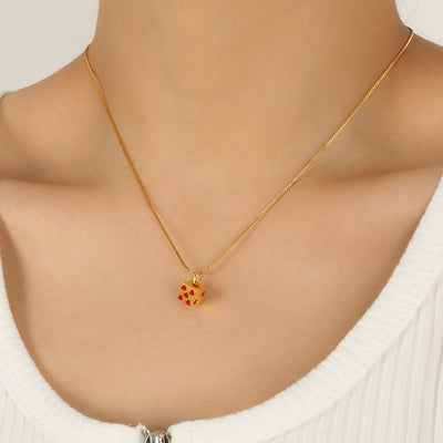 Fashion Fun Multicolor Love Cubic Dice 925 Sterling Silver Box Chain Necklace