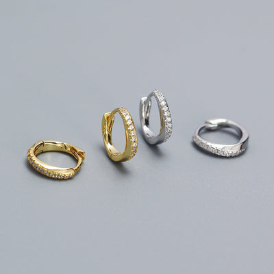 Simple CZ Twisted 925 Sterling Silver Hoop Earrings