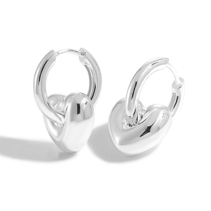 Girl Gift Hollow Love Heart 925 Sterling Silver Electroforming Star Hoop Earrings