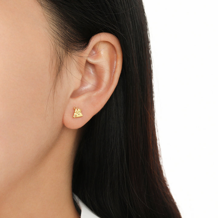 Cute Red CZ Melted Cheese 925 Sterling Silver Stud Earrings