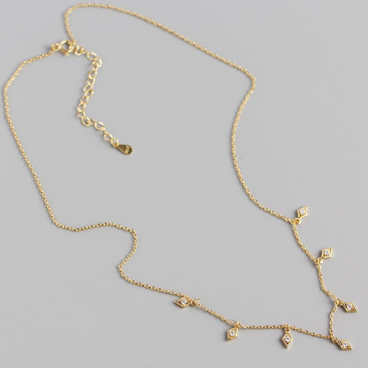 Elegant Geometry Rhombus CZ 925 Sterling Silver Necklace