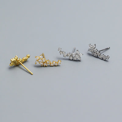 Girl Beautiful CZ Mini Flowers 925 Sterling Silver Stud Earrings