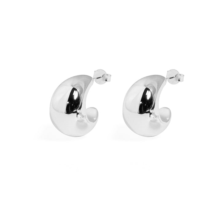 Modern Thickness S999 Sterling Silver Electroforming Huggie Hoop Earrings