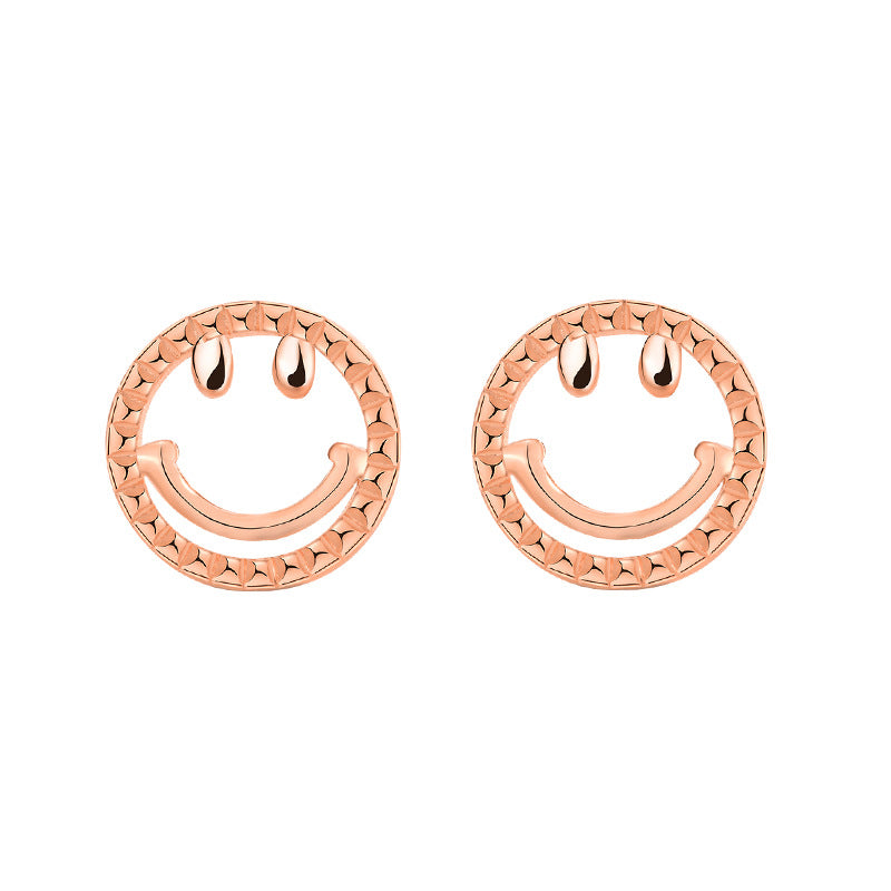 Cute Mini Smile Face 925 Sterling Silver Stud Earrings
