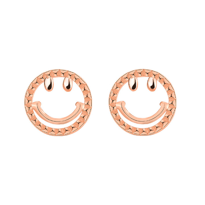 Cute Mini Smile Face 925 Sterling Silver Stud Earrings