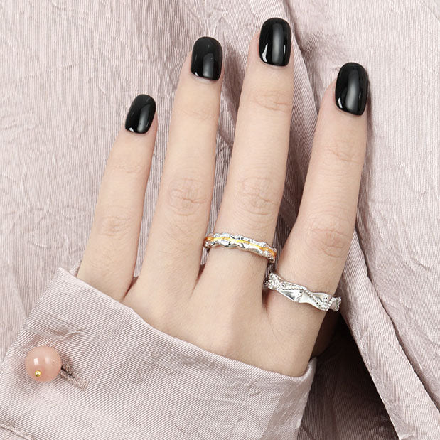 Graduation Beads Pattern Wave 925 Sterling Silver Adjustable Ring