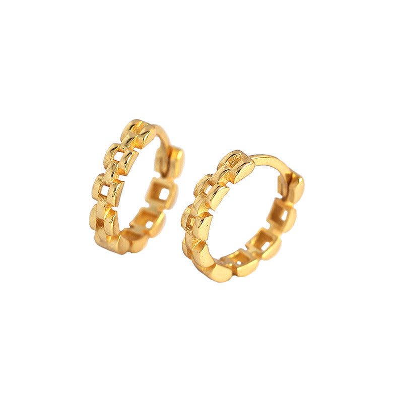 Fashion Watchband 925 Sterling Silver Huggie Hoop Earrings