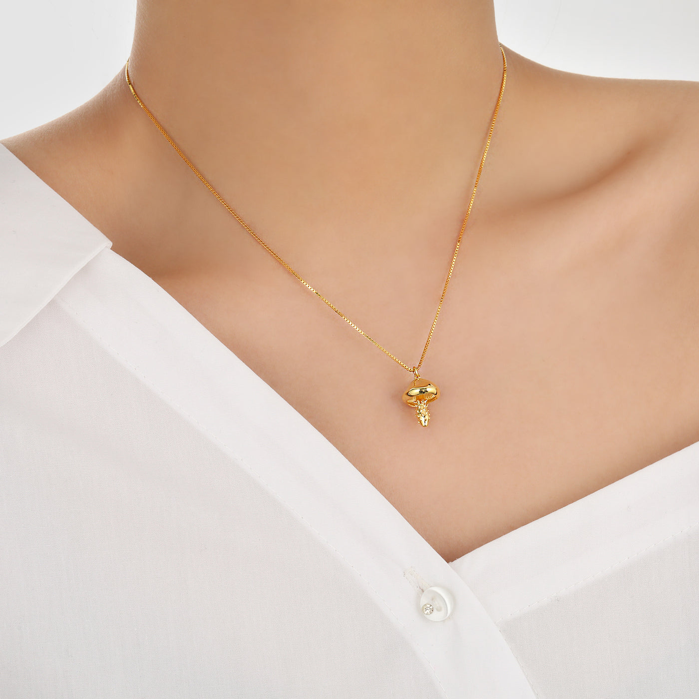 Women Fashion Jewelry Charming 999 Pure Silver Mini Cute Rivet Rods Mushroom Necklace