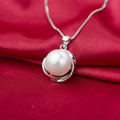 Fashion Gold/White Shell Pearl 925 Sterling Silver Twisted Pendant