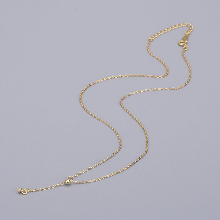 Lariat Y Necklace 925 Silver - Adjustable Slider Chain Delicate Layering Necklace