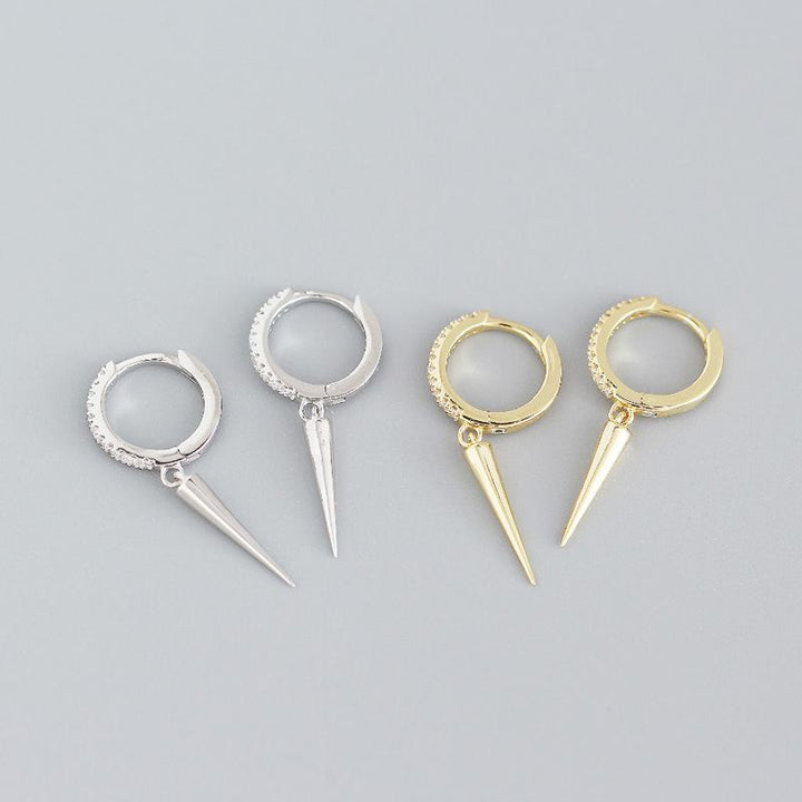 Party CZ Rivet 925 Sterling Silver Hoop Earrings