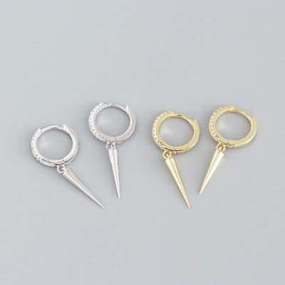 Party CZ Rivet 925 Sterling Silver Hoop Earrings