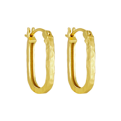 Classic Irregular Carved U Shape 925 Sterling Silver Hoop Earrings