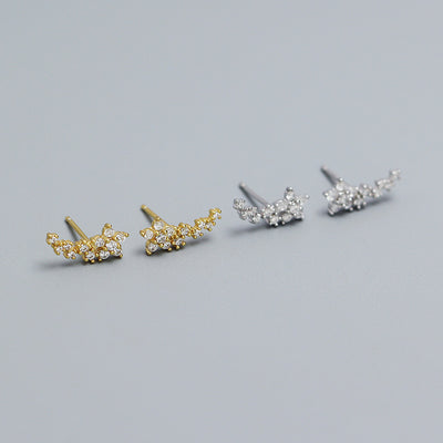 Girl Beautiful CZ Mini Flowers 925 Sterling Silver Stud Earrings