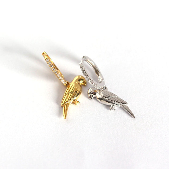 925 Silver Parrot Hoop Earrings.