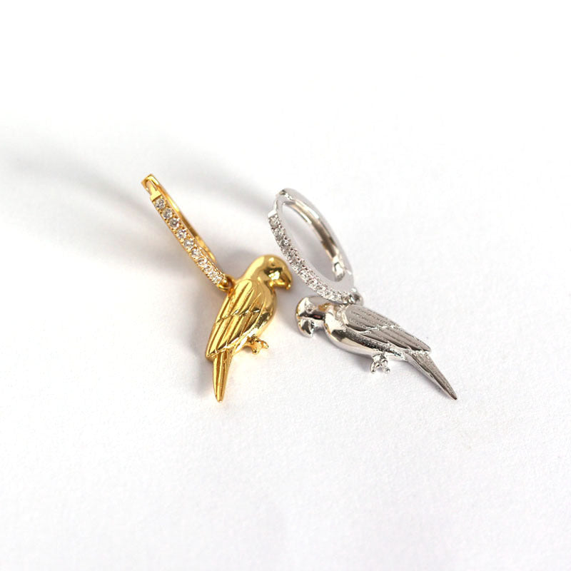 925 sterling silver parrot hoop earrings