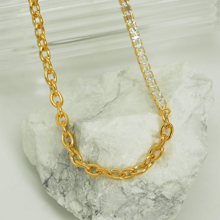 Fashion Montage CZ Chain 925 Sterling Silver Stacking Chain Necklace