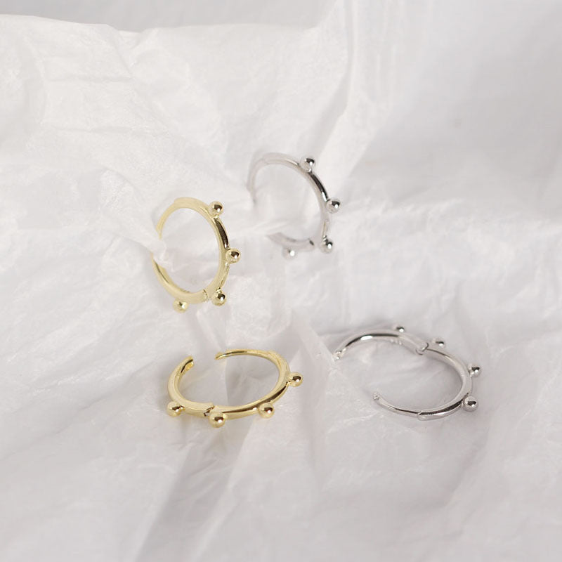 Simple Four Round Mini Balls Circle 925 Sterling Silver Hoop Earrings