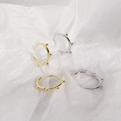 Simple Four Round Mini Balls Circle 925 Sterling Silver Hoop Earrings