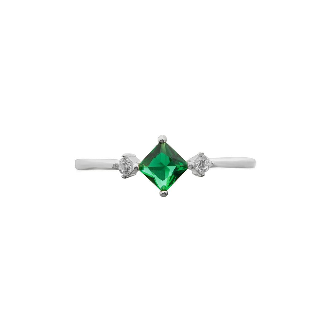 Casual Geometry CZ Rhombus 925 Sterling Silver Adjustable Ring