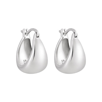 Modern Geometry U Shape Arc 925 Sterling Silver Hoop Earrings
