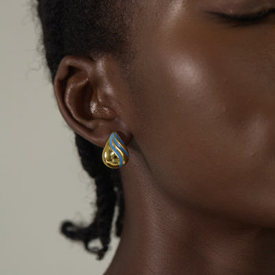 Fine Jewelry For Professional Women Sophisticated 999 Pure Silver Office Golden Irregular Waterdrop Electroforming Lightweight Statement Stud Earrings