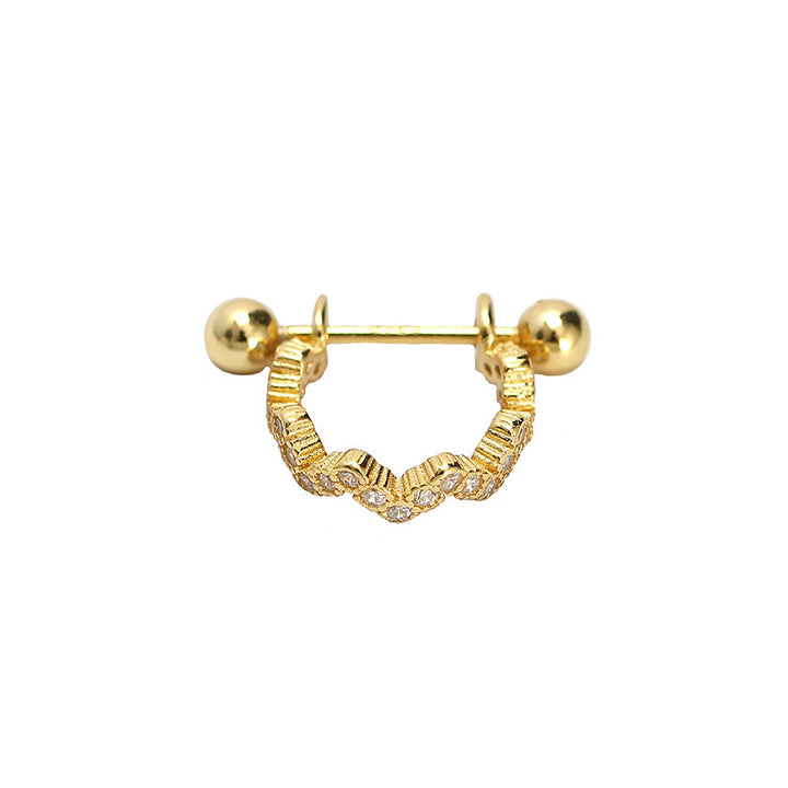 New CZ Wave Circle Irregular 925 Sterling Silver Hoop Earring (SIngle)