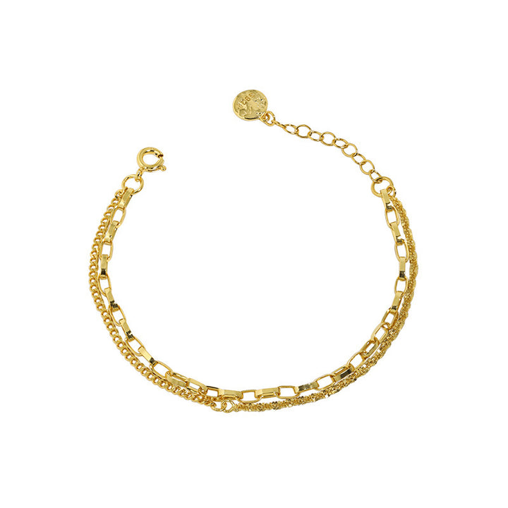 cauliflower chain ins niche design trendy and cool starry sky double layer chain S925 pure silver bracelet for women