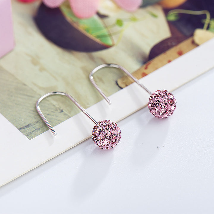 Modern CZ Round Ball 925 Sterling Silver Dangling Earrings