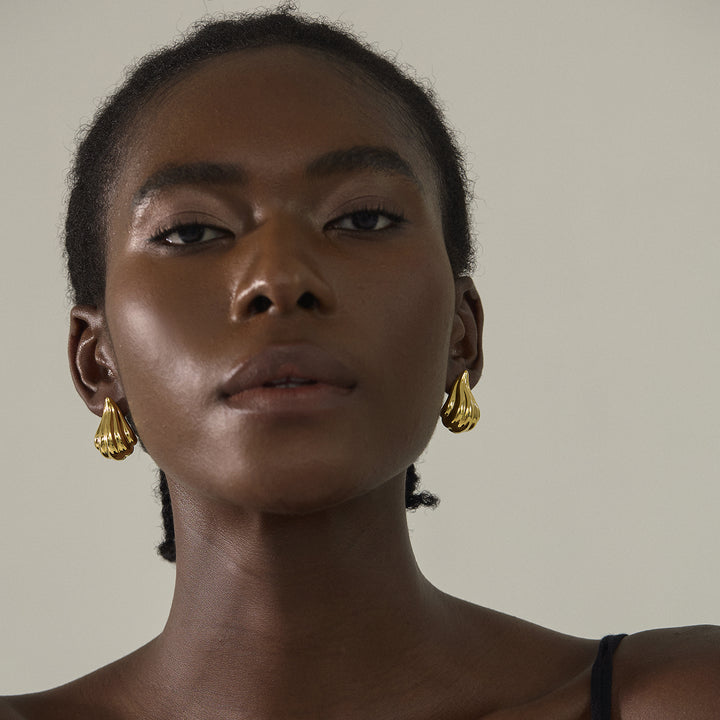 Exaggerated 999 Pure Silver Golden Irregular Hollow Conch Electroforming Chunky Lightweight Fashion Jewelry for Women Daily Wear Earrings