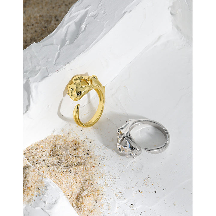 Fashion Irregular Hollow Bone 925 Sterling Silver Adjustable Ring