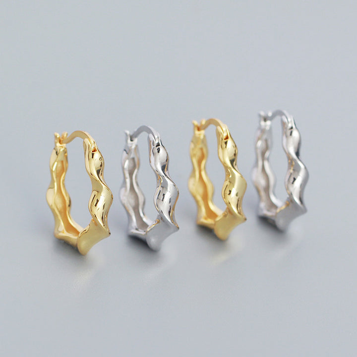 Fashion Twisted Big Circle 925 Sterling Silver Hoop Earrings