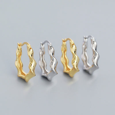 Fashion Twisted Big Circle 925 Sterling Silver Hoop Earrings