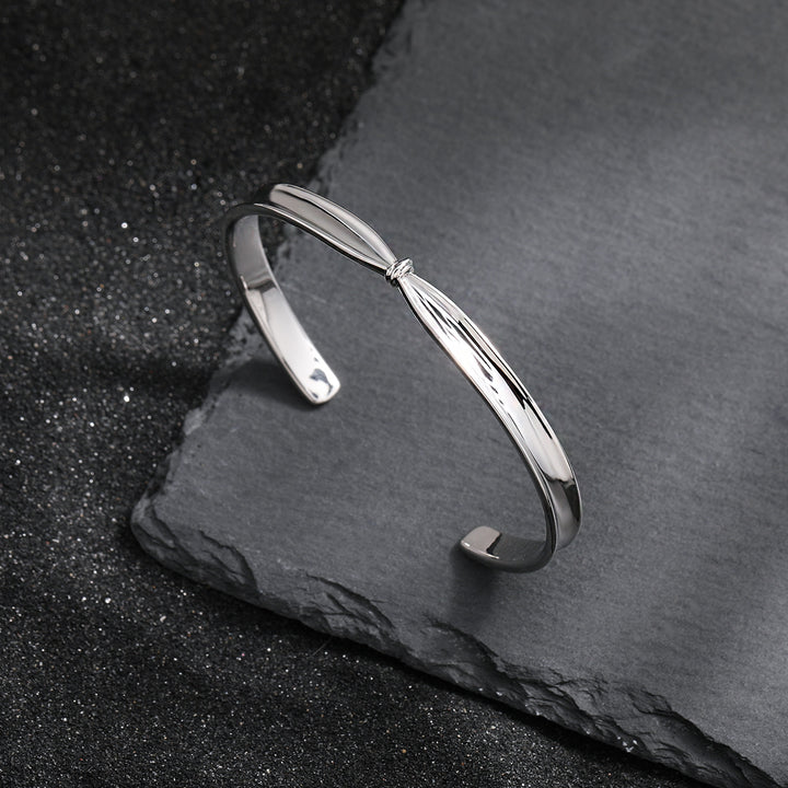 Girl Fashion Knot 925 Sterling Silver Open Bangle