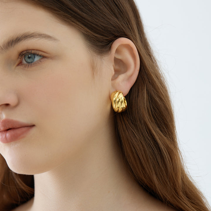 925 Sterling Silver Electroforming Chunky Geometric Statement Hoops Lightweight Twisted Earrings