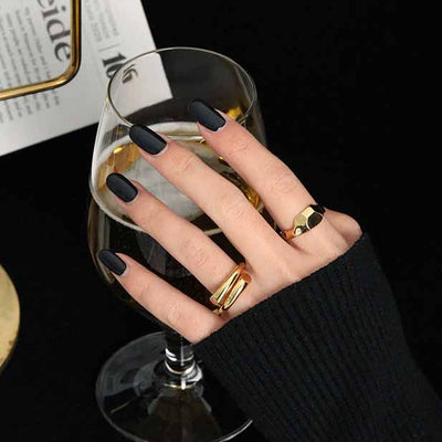Minimalism Line Crossing 925 Sterling Silver Adjustable Ring