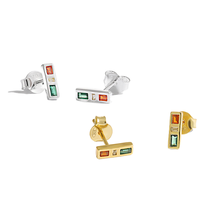 New Green Red Yellow CZ Traffic Light  925 Sterling Silver Stud Earrings