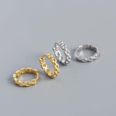 Fashion Watchband 925 Sterling Silver Huggie Hoop Earrings