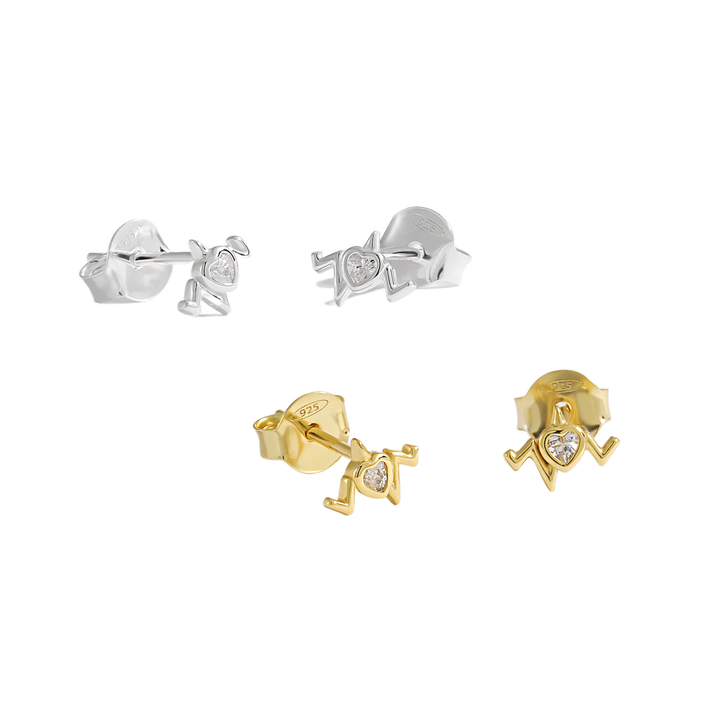 Anniversary White CZ Heart Electrocardiogram 925 Sterling Silver Stud Earrings