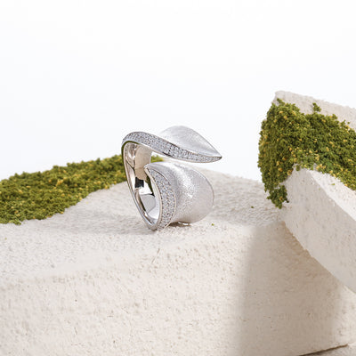 Fashion Irregular CZ Border Geometry 925 Sterling Silver Adjustable Ring