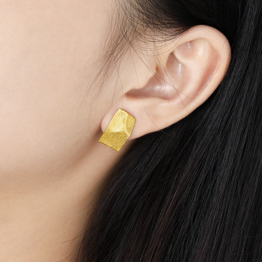 Fashion Geometry Irregular Rectangle Paper 925 Sterling Silver Stud Earrings