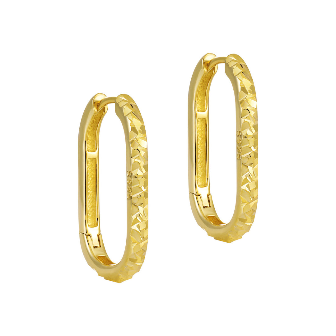 Fashion Irregular Painted U Shape 925 Sterling Silver Hoop Earrings