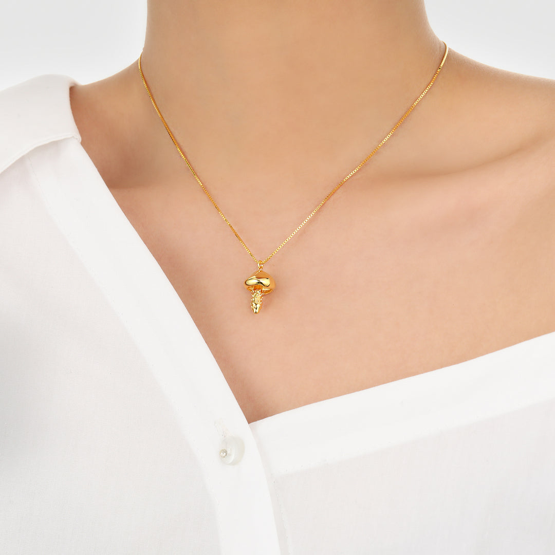 Women Fashion Jewelry Charming 999 Pure Silver Mini Cute Rivet Rods Mushroom Necklace