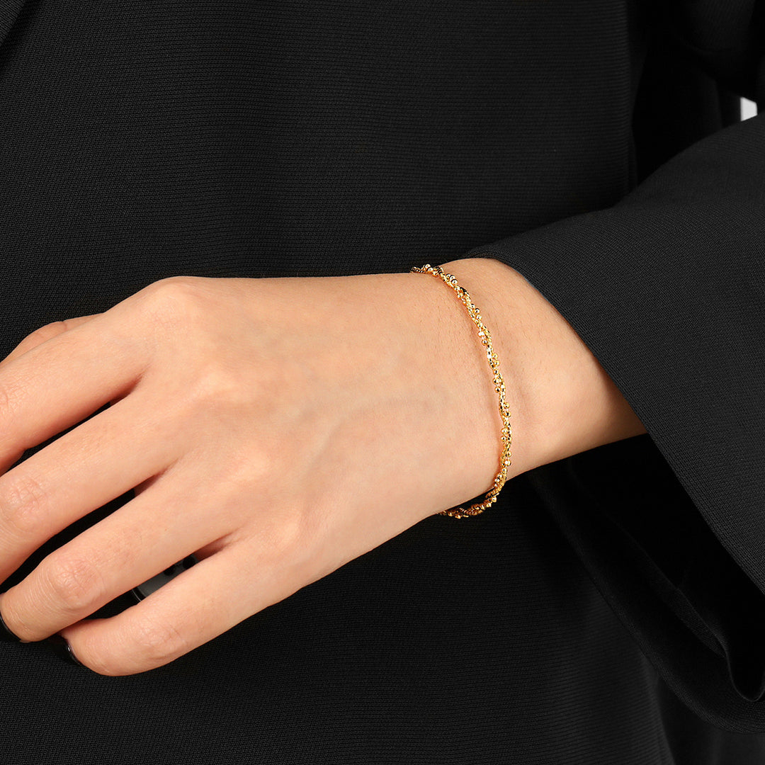 Fashion Beads Tubes Twisted Double Layers 925 Sterling Silver Bracelet