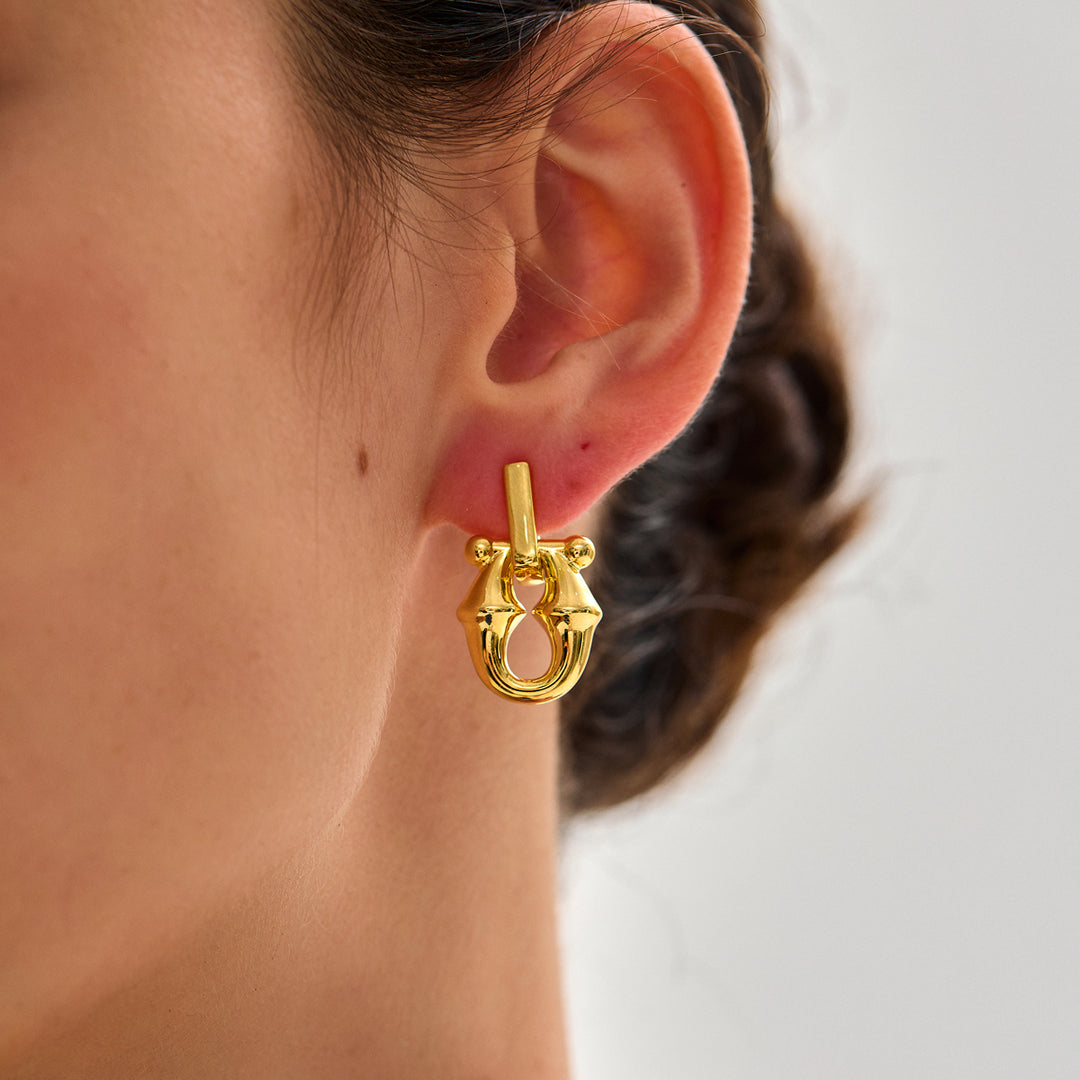 Stylish 999 Pure Silver Masculine Exclusive Geometry Electroforming Hollow Chunky Large Stud Earrings