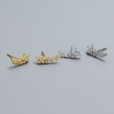 Girl Beautiful CZ Mini Flowers 925 Sterling Silver Stud Earrings
