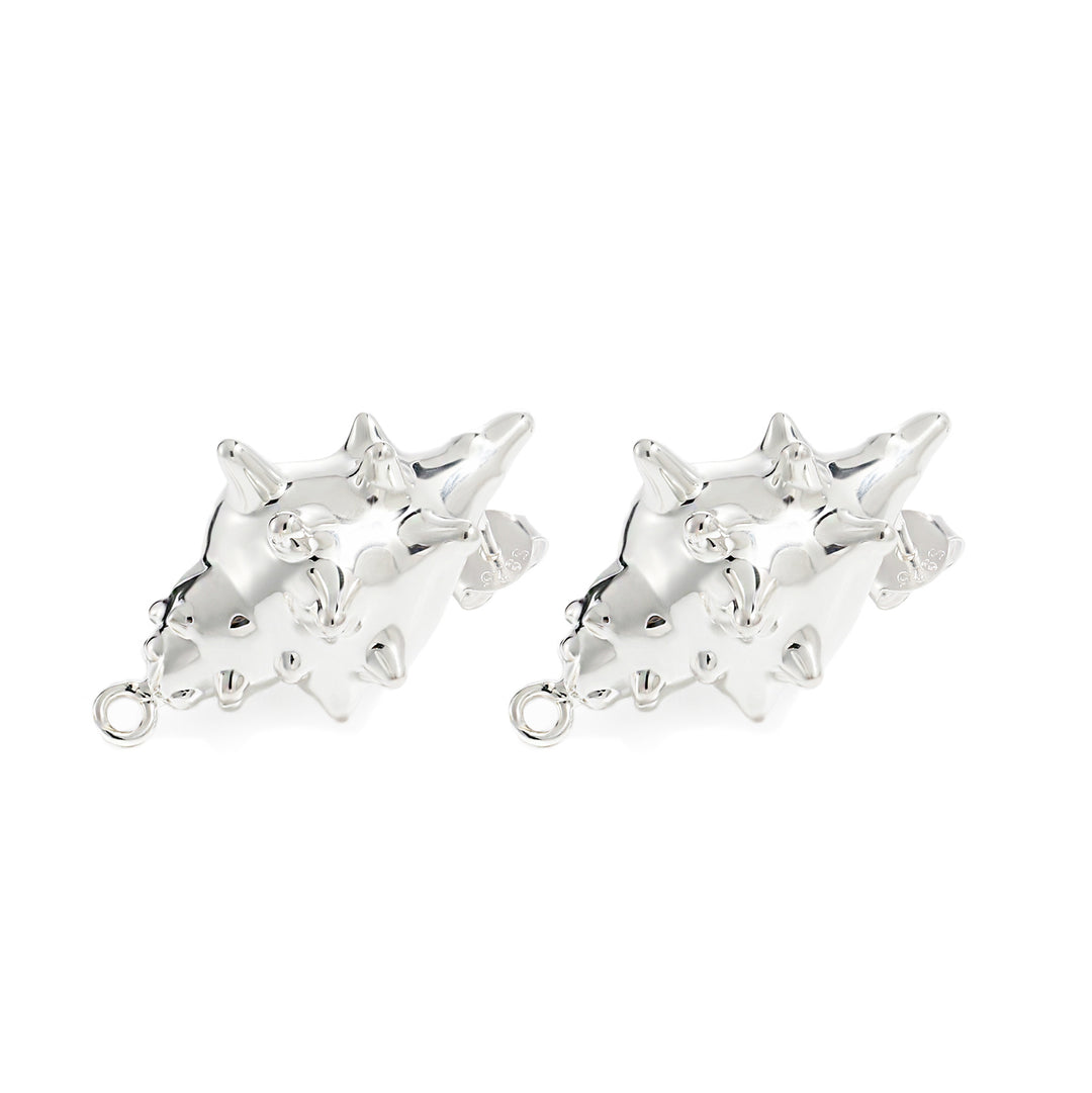 Fashion Jewelry For Women Trendy 999 Pure Silver Electroforming Yellow Gold Irregular Lightweight Huge Conch Statement Stud Earrings