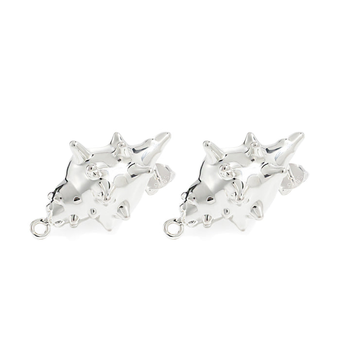 Fashion Jewelry For Women Trendy 999 Pure Silver Electroforming Yellow Gold Irregular Lightweight Huge Conch Statement Stud Earrings